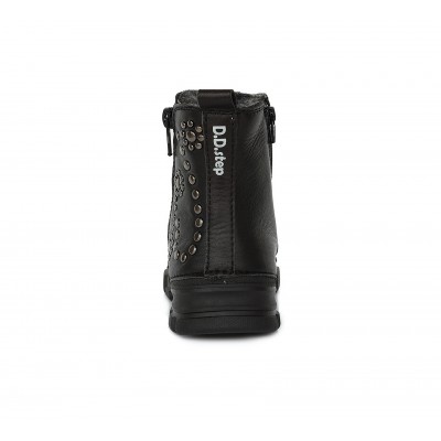 D.D. step dievčenské detské celokožené zimné čižmy W056-299M Black